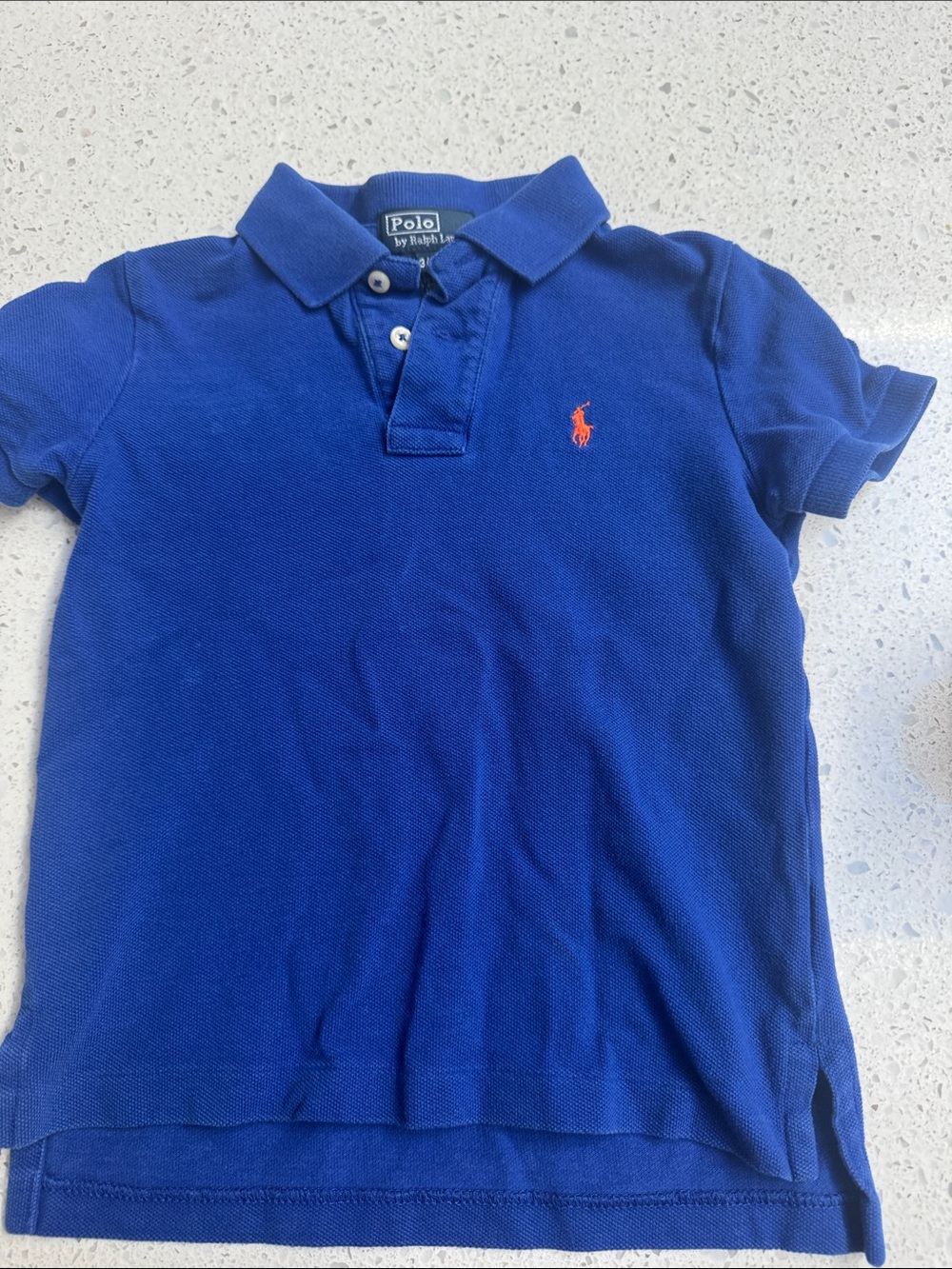 Polo by Ralph Lauren Boys' Royal Blue Short Sleeve Polo with Orange Pony